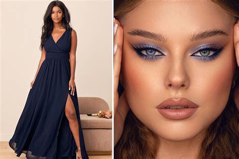 makeup for navy blue dress.